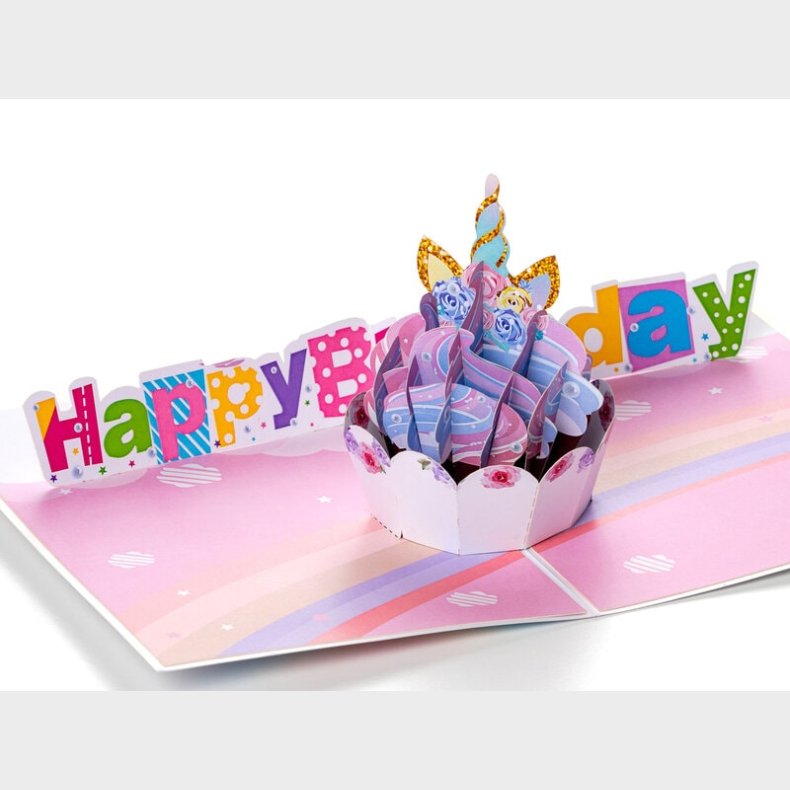 Pop Up-kort- Fdselsdagskort med Enhjrning