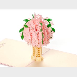 Pop up-kort - Rosa Blomsterbuket