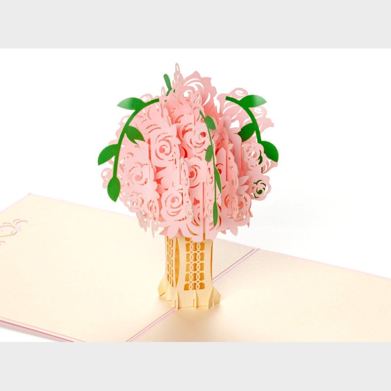 Pop up-kort - Rosa Blomsterbuket