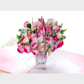 Pop up-kort  Rosenbuket