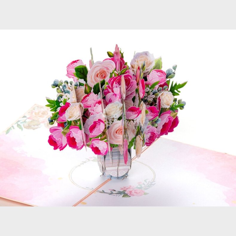 Pop up-kort  Rosenbuket