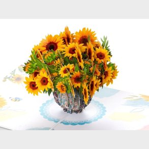 Pop up-kort  Solsikkebuket