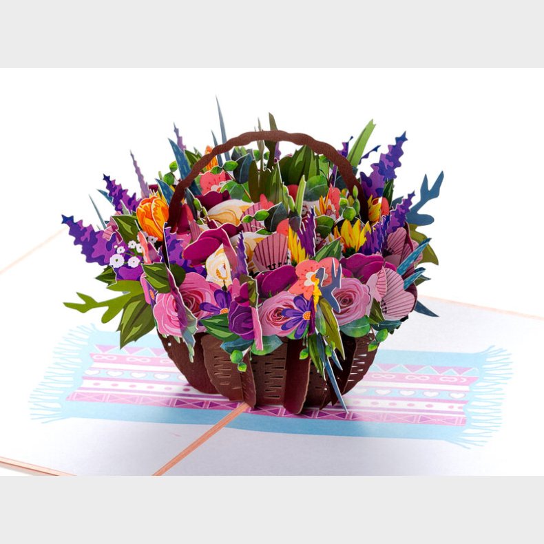 Pop Up-kort - Blomster i Kurv