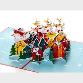 Pop Up-kort - Julekort med Juleby