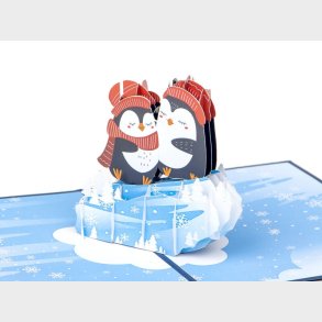 Pop Up-kort - Julekort med Pingviner