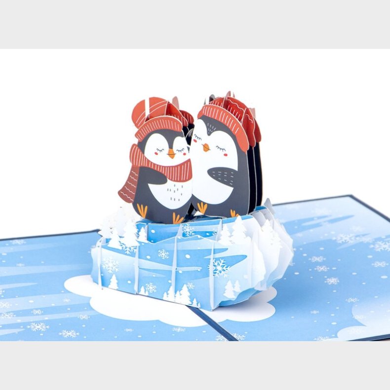 Pop Up-kort - Julekort med Pingviner
