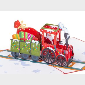 Pop Up kort - Julekort med Julemandstog