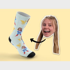 Personlige Str�mper med Billede - Superhelt