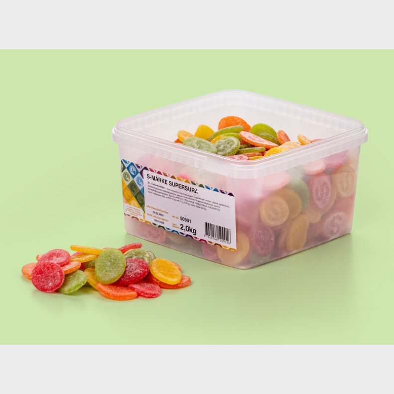 S-mrke Supersurt Bland-selv slik i kasser 2 kg