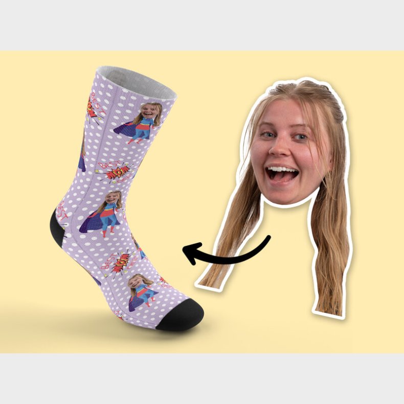 Personlige Strmper med Billede - Super Mom