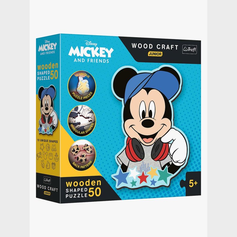 Trefl Wood Craft Junior Disney Mickey &  Venner Puslespil 50 Brikker