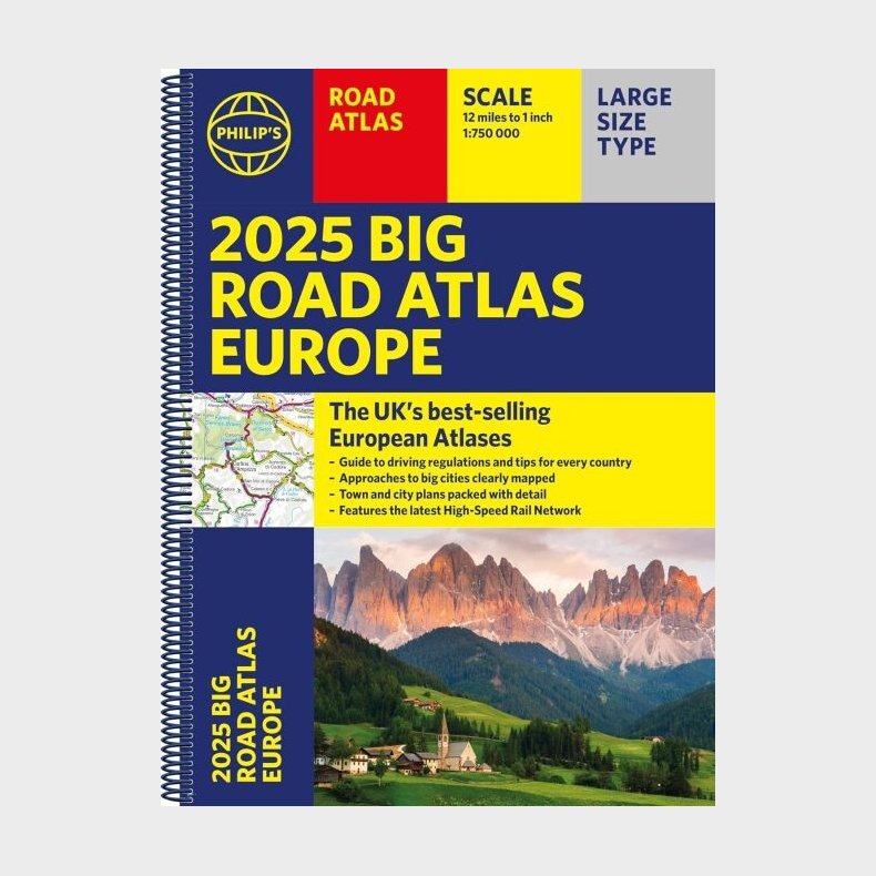 2025 Philip's Big Road Atlas Of Europe - English book