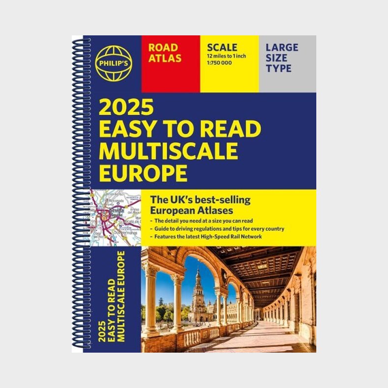 2025 Philip's Easy To Read Multiscale Road Atlas Europe - English book