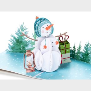 Pop Up kort - julekort med snemand