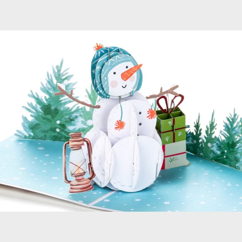 Pop Up kort - julekort med snemand