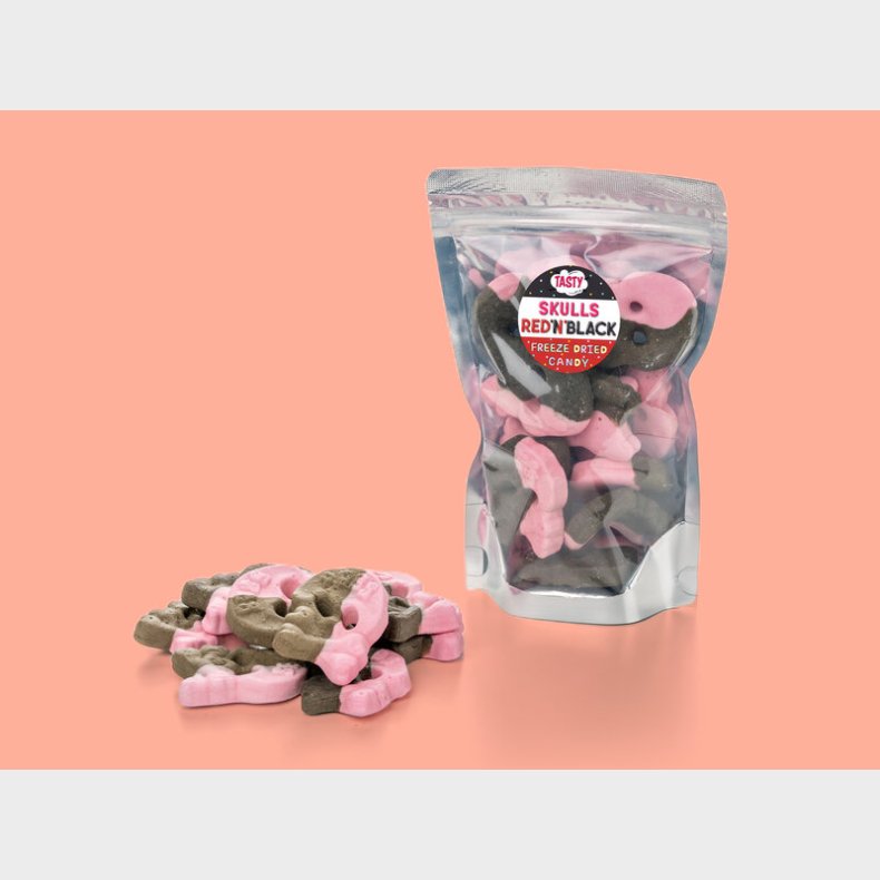 Frysetrret slik - Hindbr/lakrids skull