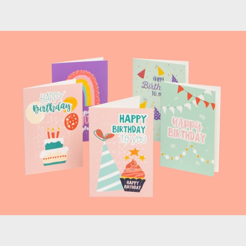 Fdselsdagskort Happy Birthday To You - 10-pak