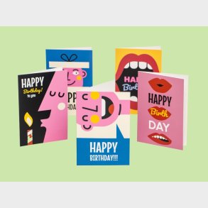 Fdselsdagskort Happy Birthday - 10-pak