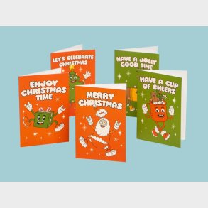 Julekort Retro Christmas - 10-pak