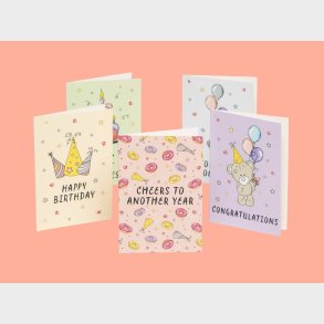 Fdselsdagskort Birthday - 10-pak