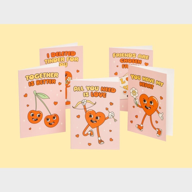 Kort Retro Love - 10-pak