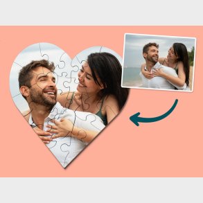 Personligt puslespil med Billede - Hjerte