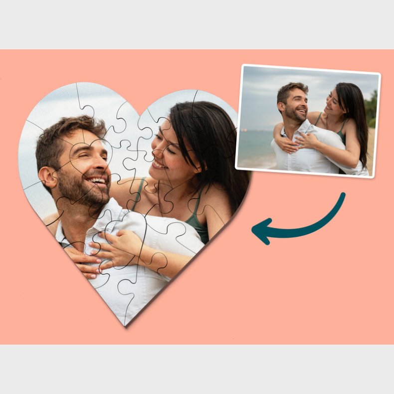 Personligt puslespil med Billede - Hjerte