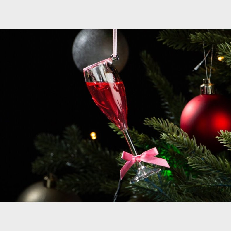 Juletrspynt Rosa Champagne Glas