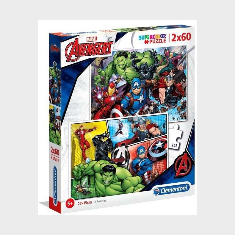 Marvel Avengers Puslespil 2x60 Brikker