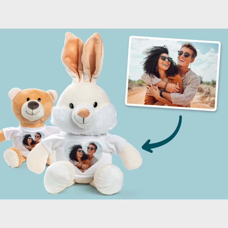 Personligt Krammedyr med Billede - Hjerte
