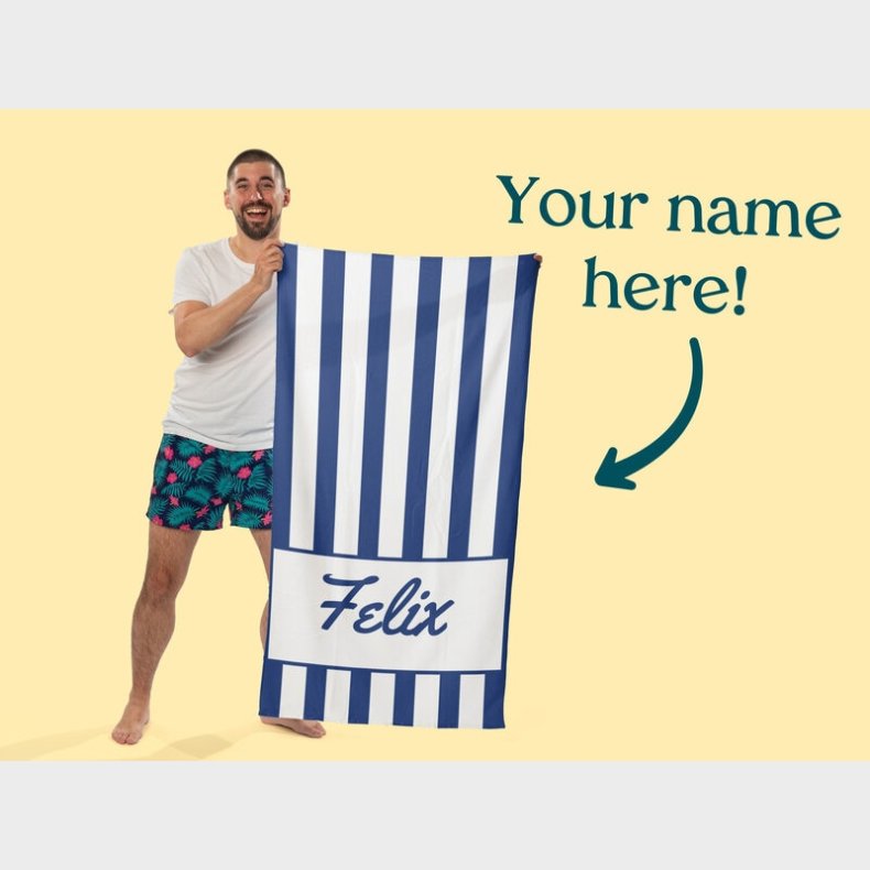 Personligt Badeh�ndkl�de med Navn - Stribet