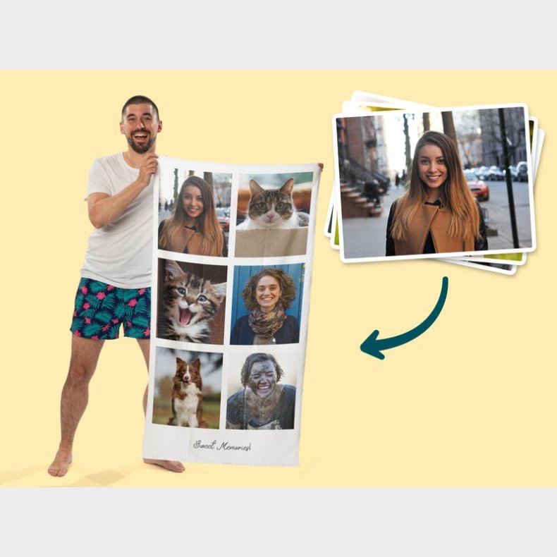 Personligt Badeh�ndkl�de med Fotocollage