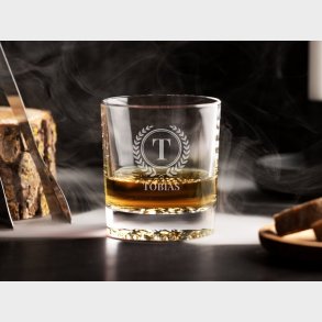 Personligt Spiegelau Whiskyglas med Gravering - Bogstav, Navn & Krans
