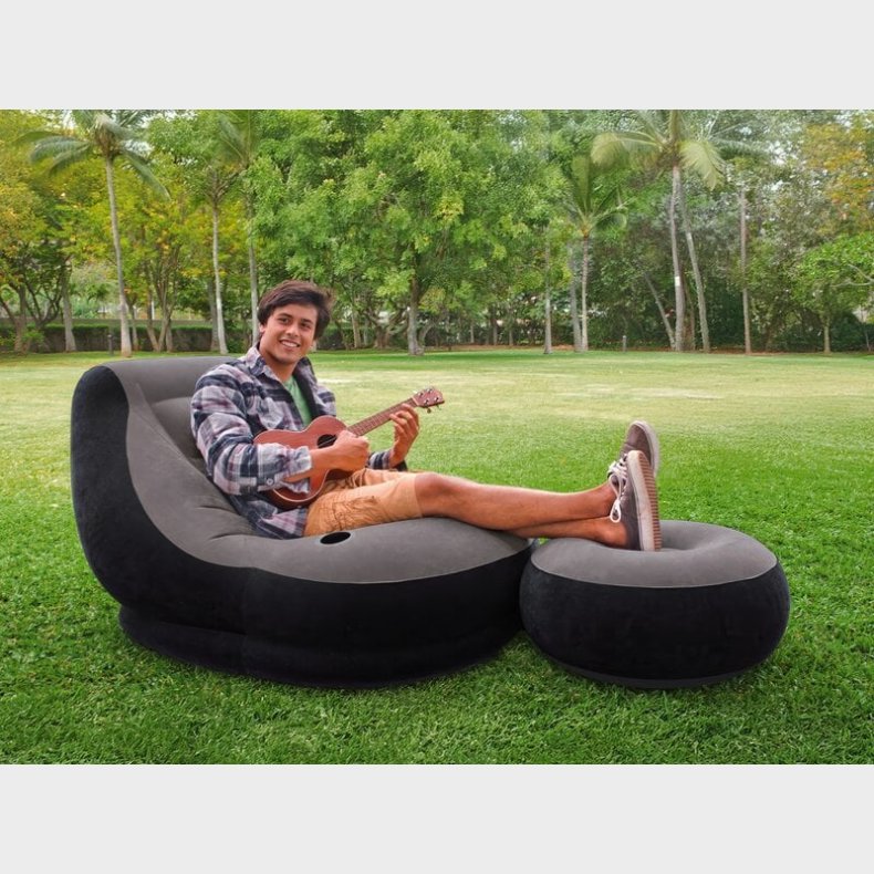 Oppustelig Lounge-lnestol med Fodpuf - Intex