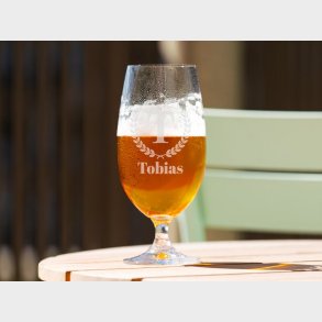 Personligt Spiegelau lglas med Gravering - Bogstav, Navn & Krans