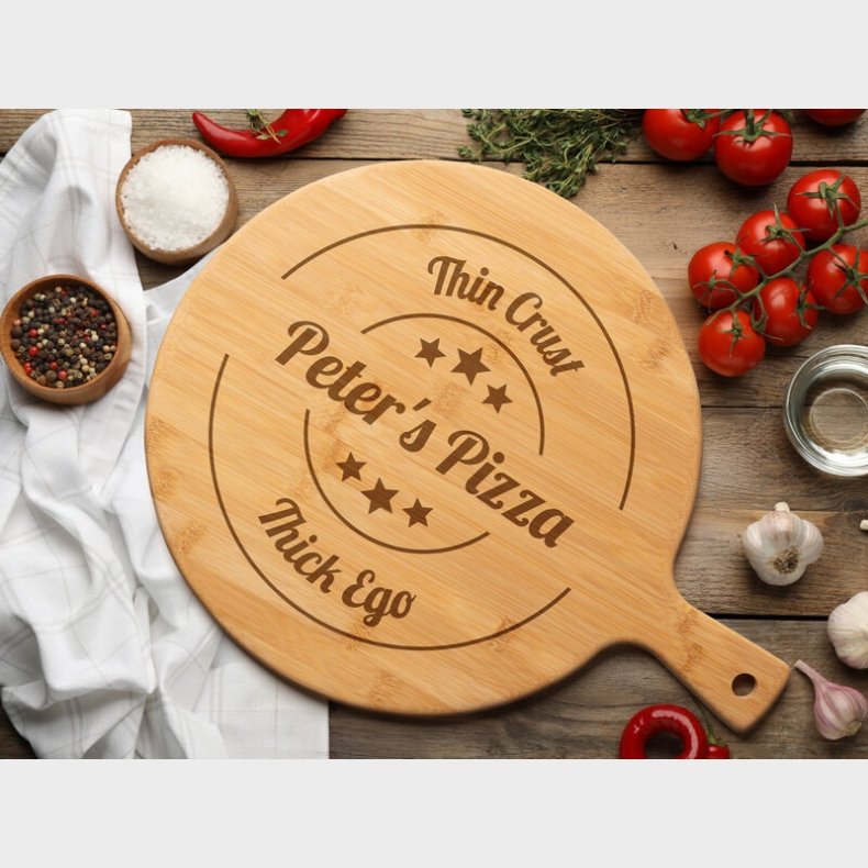 Personlig Serveringsbrt i Tr med Gravering - Pizza
