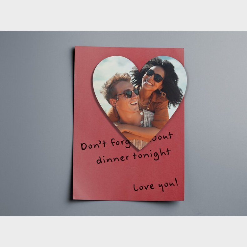 Personlig K�leskabsmagnet med Foto - Hjerte