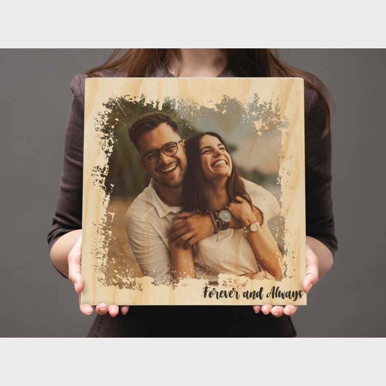 Personlig Fotoblok i Tr med Tekst