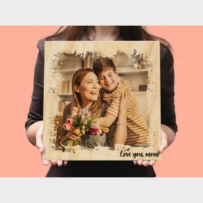 Personlig Fotoblok i Tr� med Tekst