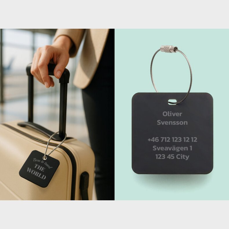 Bagagem�rke med Gravering - Egen Tekst