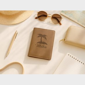 Pasomslag i Lder med Gravering - Egen Tekst