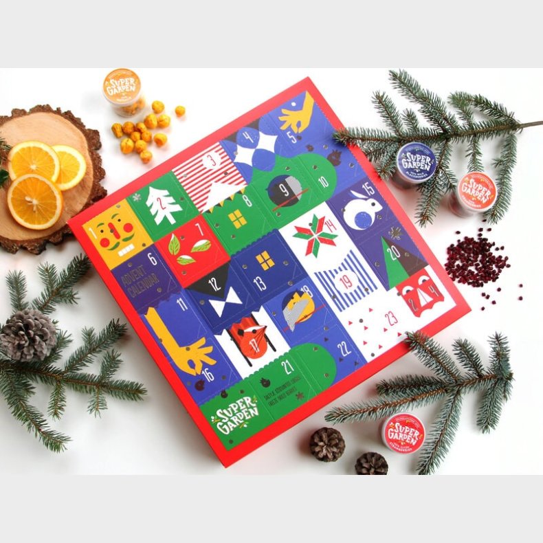 Julekalender med Frysetrrede Frugter, Br & Grntsager