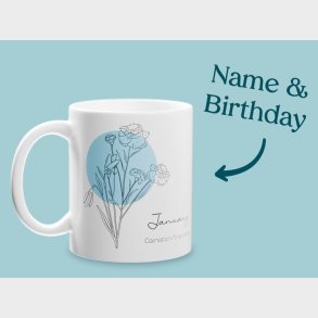 Krus med M�nedsblomst & Egen Tekst