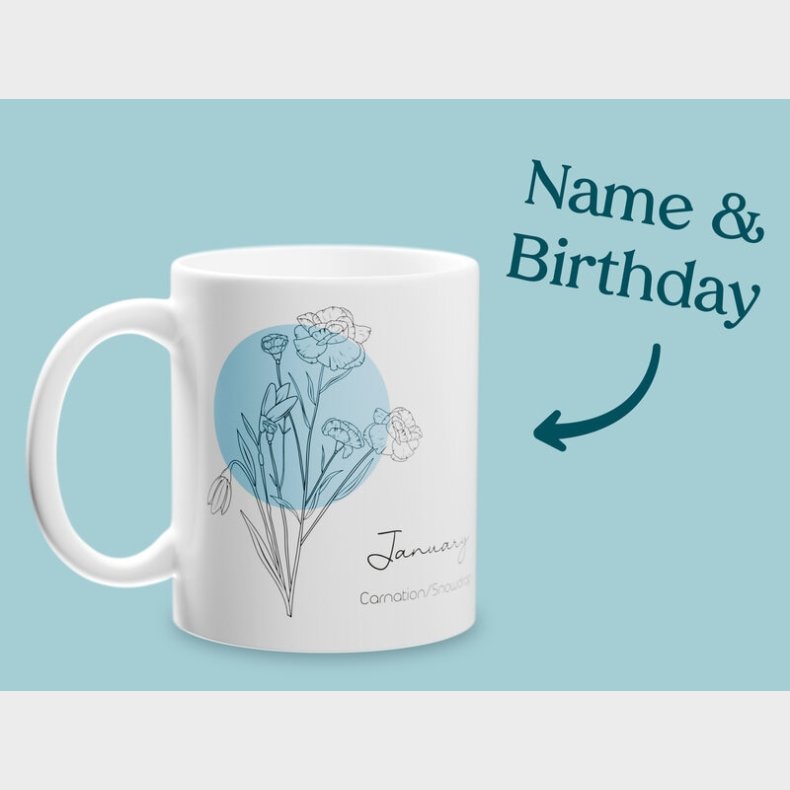 Krus med M�nedsblomst & Egen Tekst