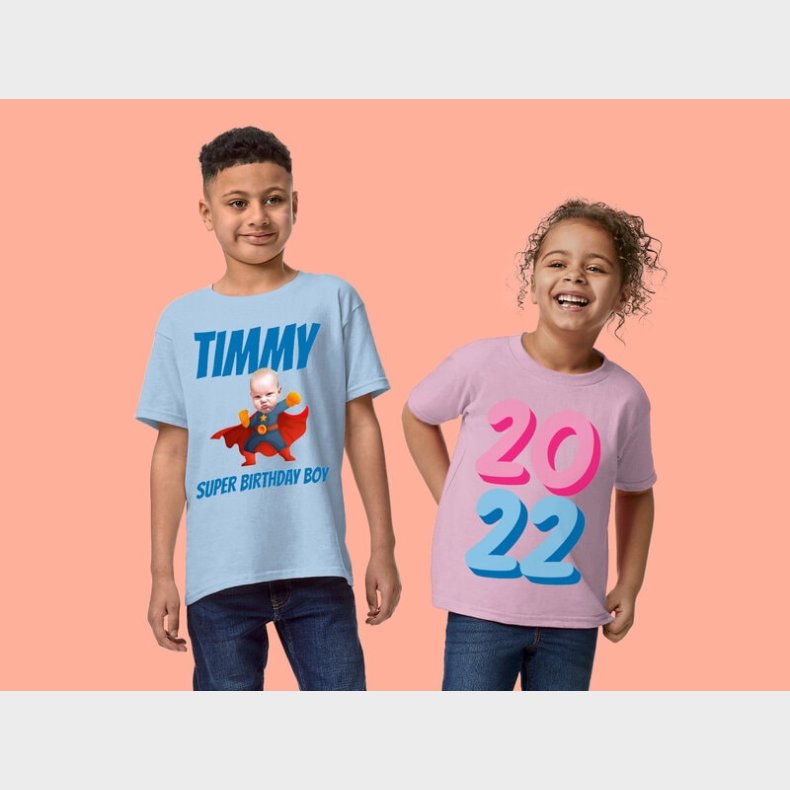 T-shirt til B�rn med Egen Tekst - F�dselsdagsmotiv
