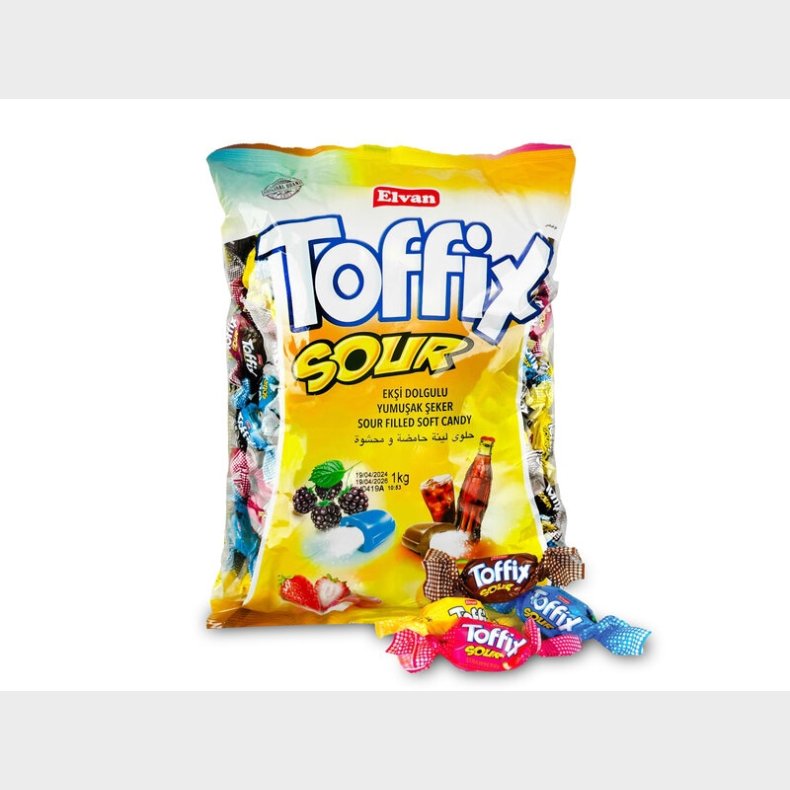 Toffix Sour Bland-selv slik i kasser 800 gram
