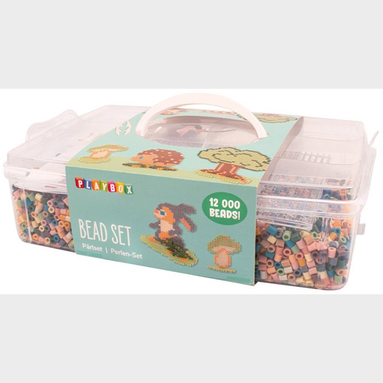 Playbox Hobbytaske med Rrperler Blanding Af Stvede Pastelfarver 12000 Stk.