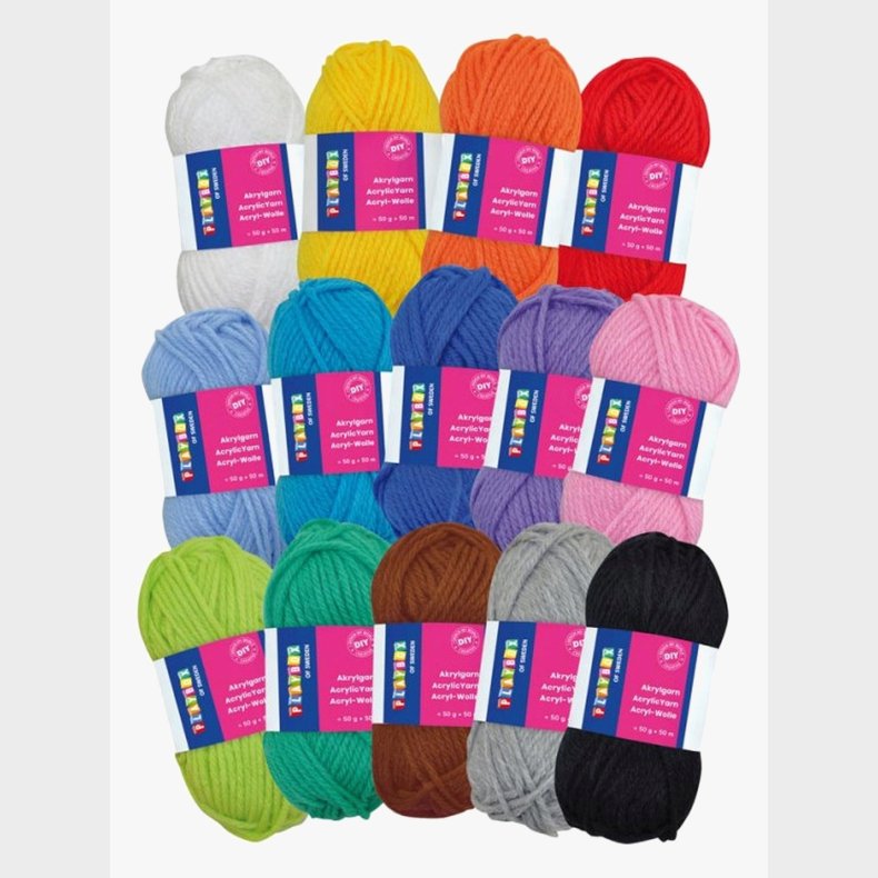 Playbox Akrylgarns�t, 14 Farver