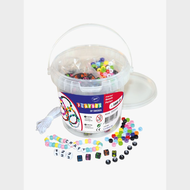 Playbox Bogstavsperler I Spand 1000 Stk