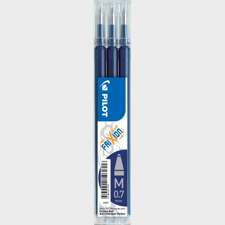 Refill Pilot frixion bl/sort 0.7 mm pakke m/3 stk